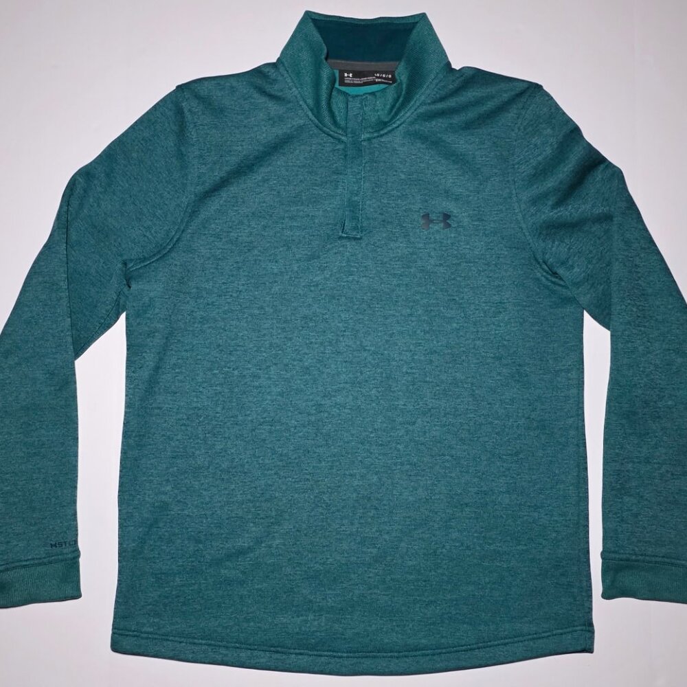 Under Armour Womens Teal Blue and Black Speckled 1/4 Zip Pullover Size Large
